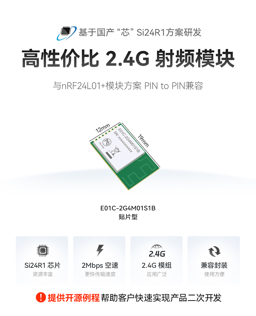 E01C-2G4M01S1B 貼片型Si24R1無(wú)線模塊 (1)