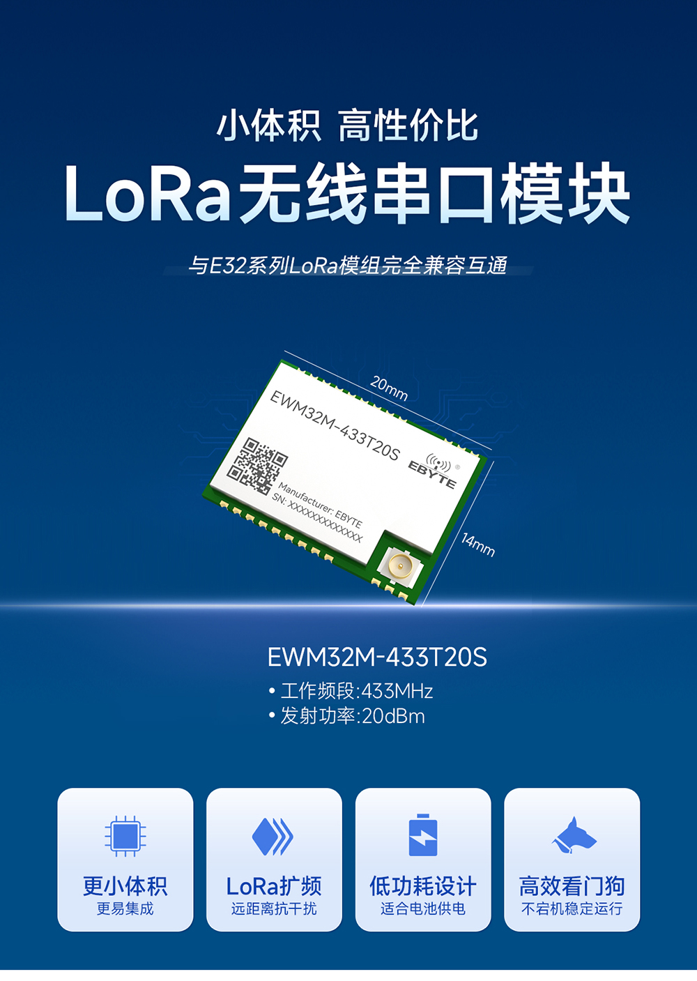EWM32M-433T20S LoRa無(wú)線串口模塊 (1)