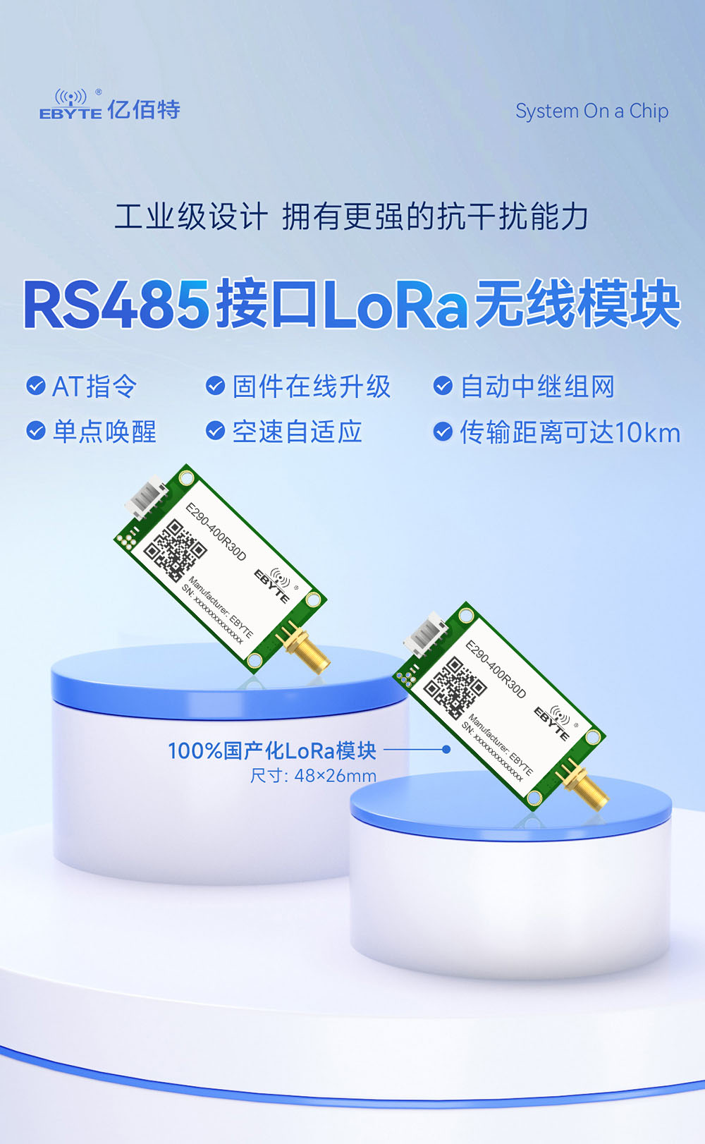 E290-400R30D 國產(chǎn)RS485接口LoRa模塊簡(jiǎn)介 (1)