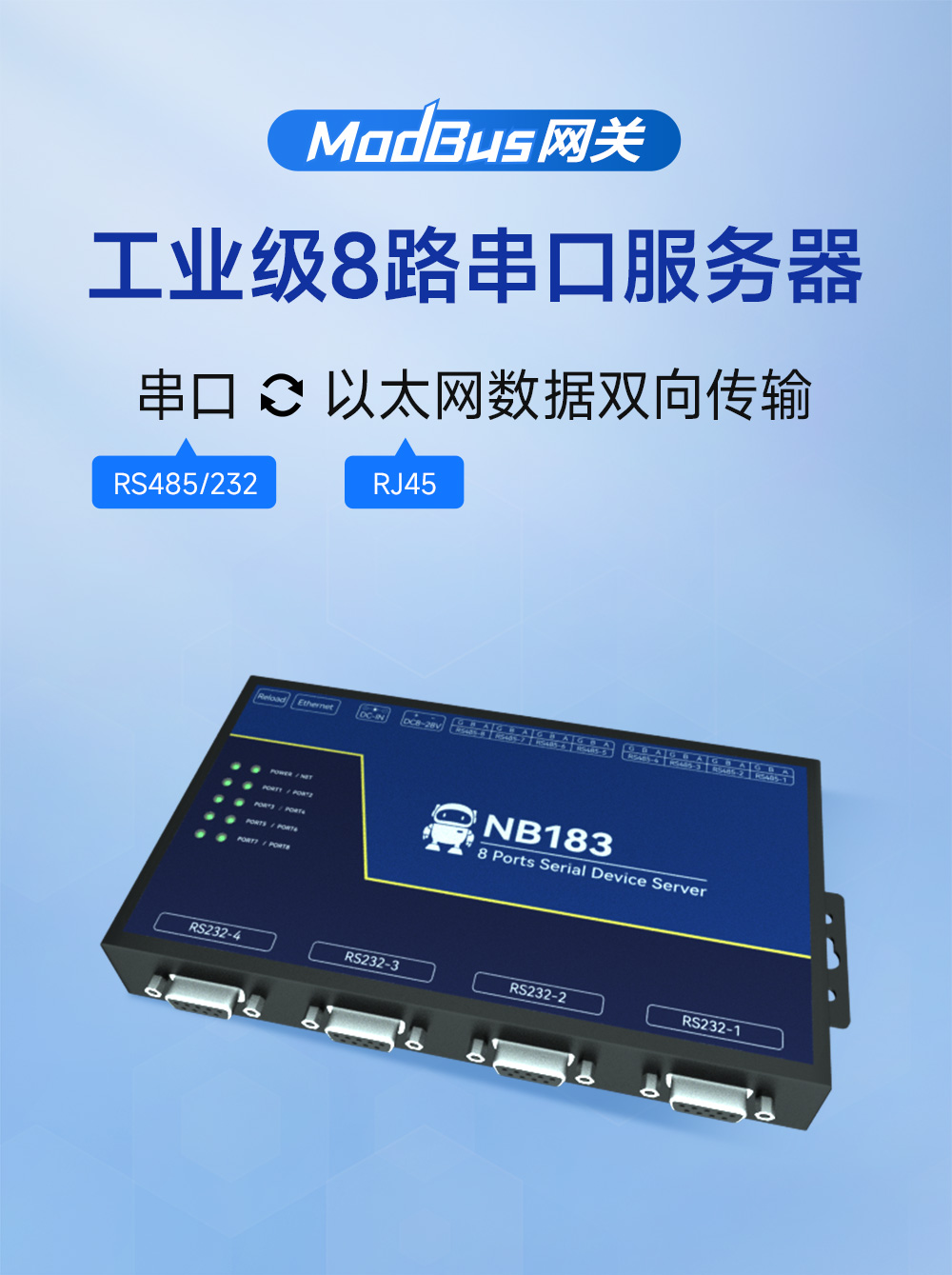 NB183S-V2 工業(yè)級8路串口服務器 (1)