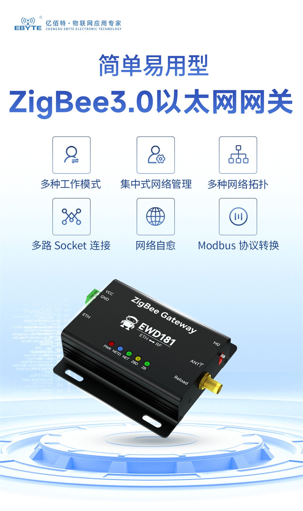 EWD181-Z20(ETH) 簡(jiǎn)單易用型zigbee網(wǎng)關(guān) (1)